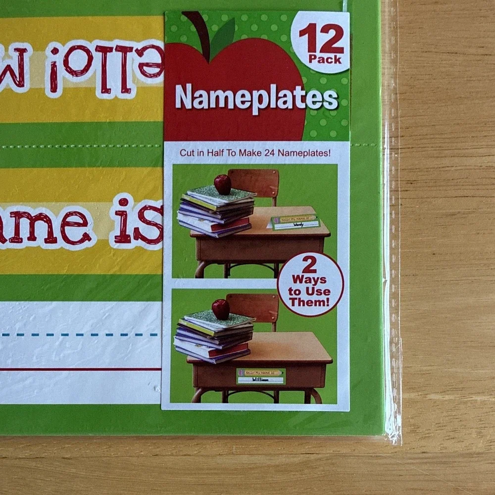 Horizon Group USA Children's School Nameplates, 12 Pack, Green/Blue, Lot of 2